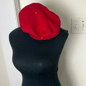 Vintage  Roots Textured Corduroy Red Newsboy Hat Size Large